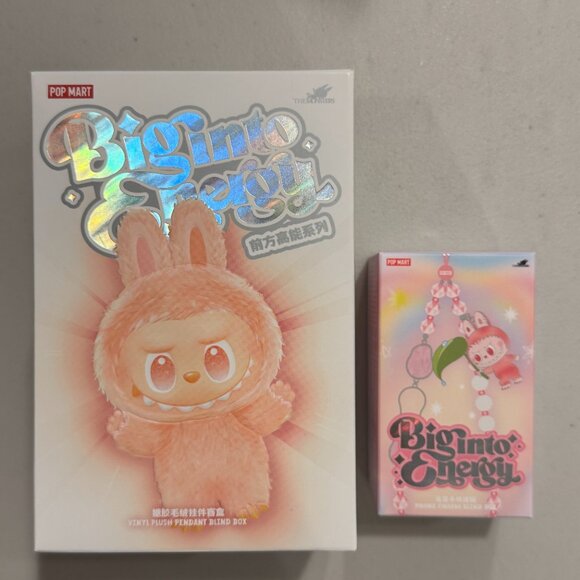 AUTHENTIC Popnow Labubu Big Into Energy Plush Pendant + Phone Charm Set – LOVE - Picture 8 of 11